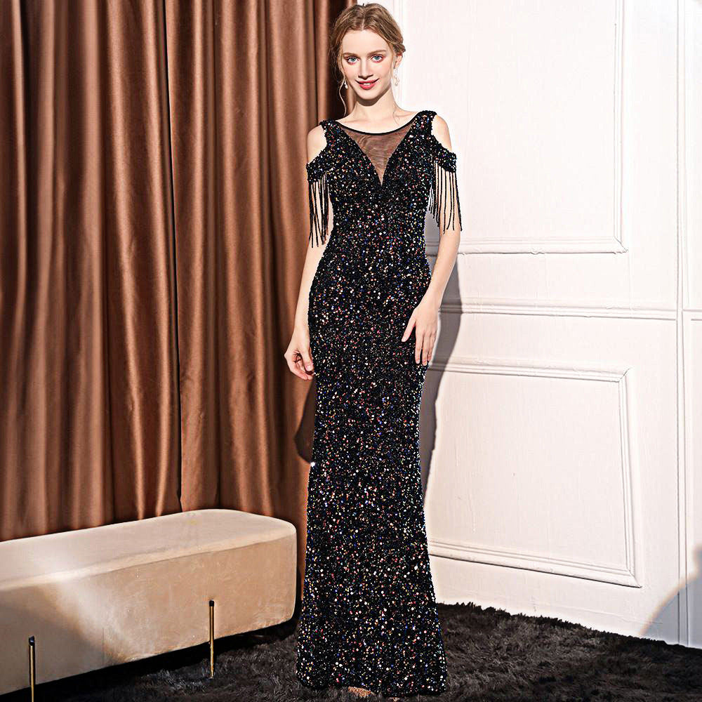 Dress Sequin Long Slim Slimming Fishtail