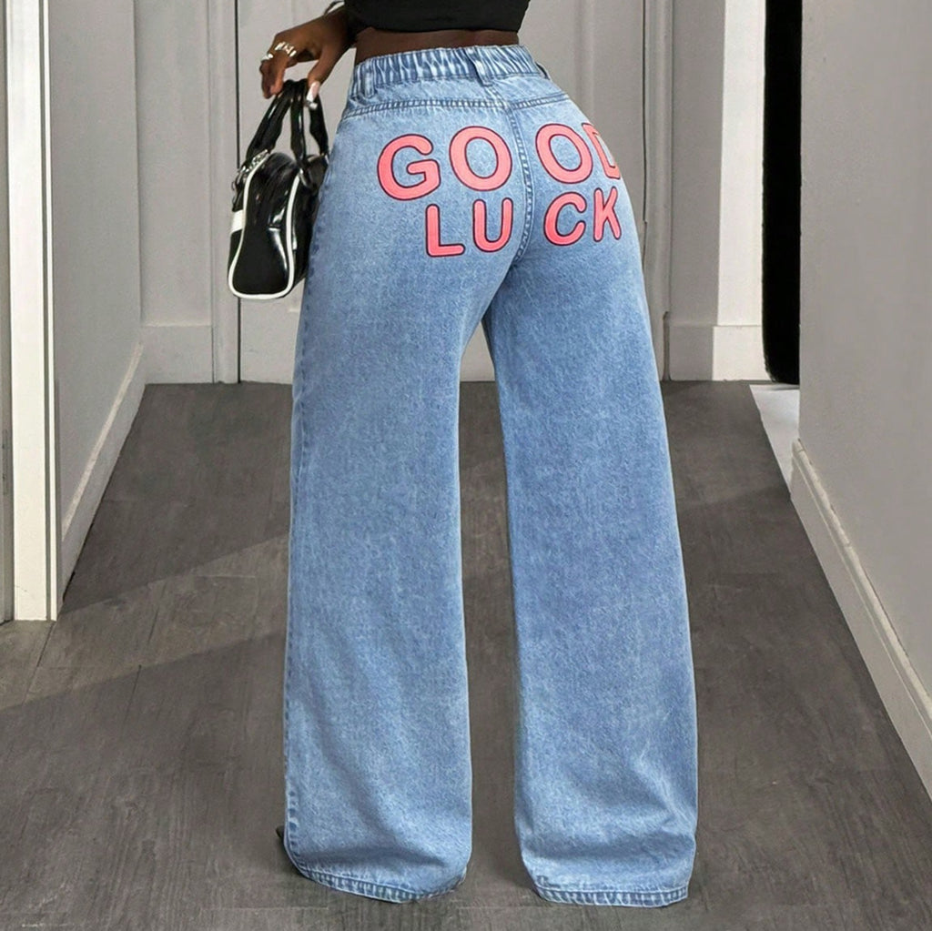 Loose-fit Straight-cut Versatile Denim Jeans