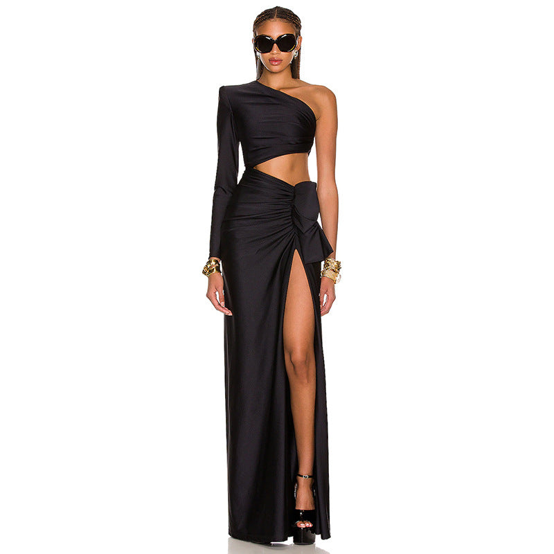 Dress Women's Long Sleeved Hollow Slit