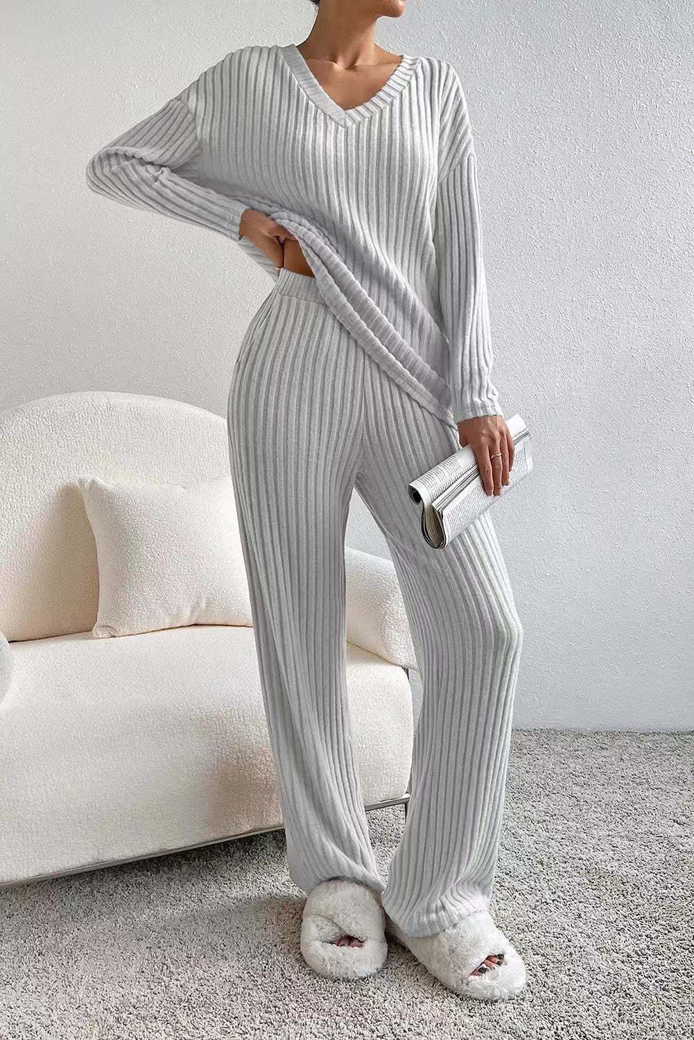 Set- 2 Piece Women's Straight-leg Pants Elegant Loose Suit