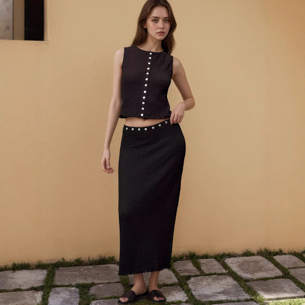 Top Knitted Long Skirt Ladies Suit