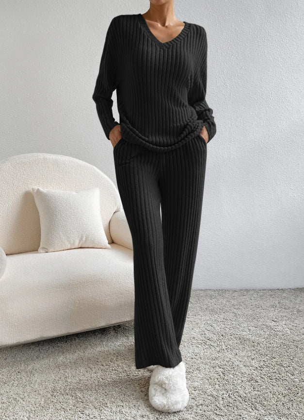 Set- 2 Piece Women's Straight-leg Pants Elegant Loose Suit