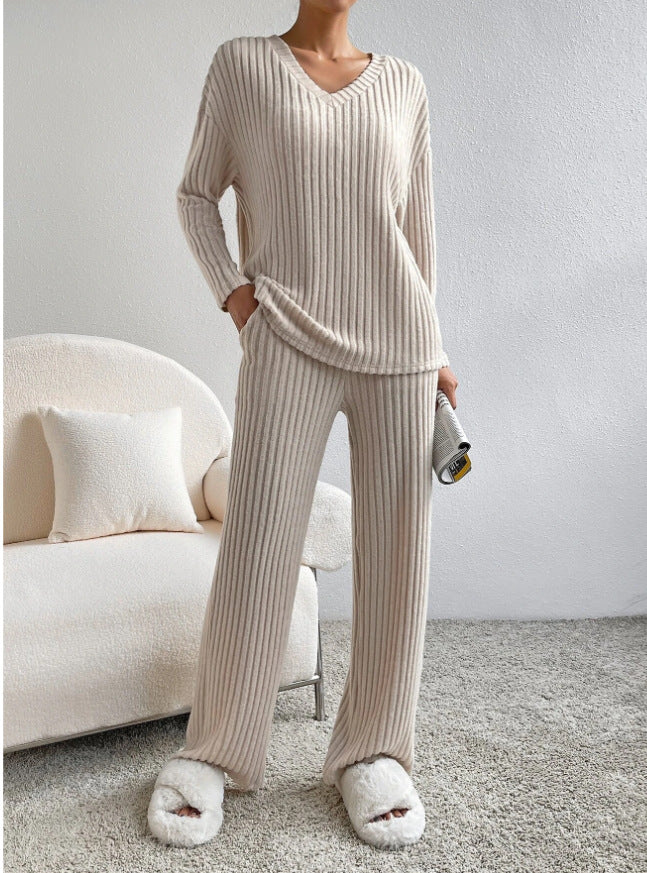 Set- 2 Piece Women's Straight-leg Pants Elegant Loose Suit