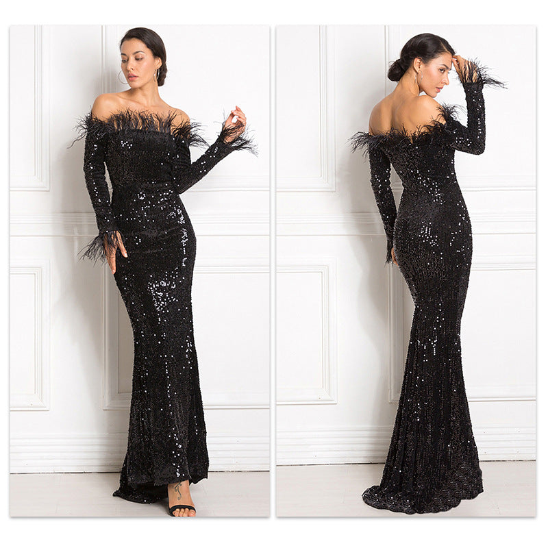 Dress Off-the-shoulder Fishtail Party Formal