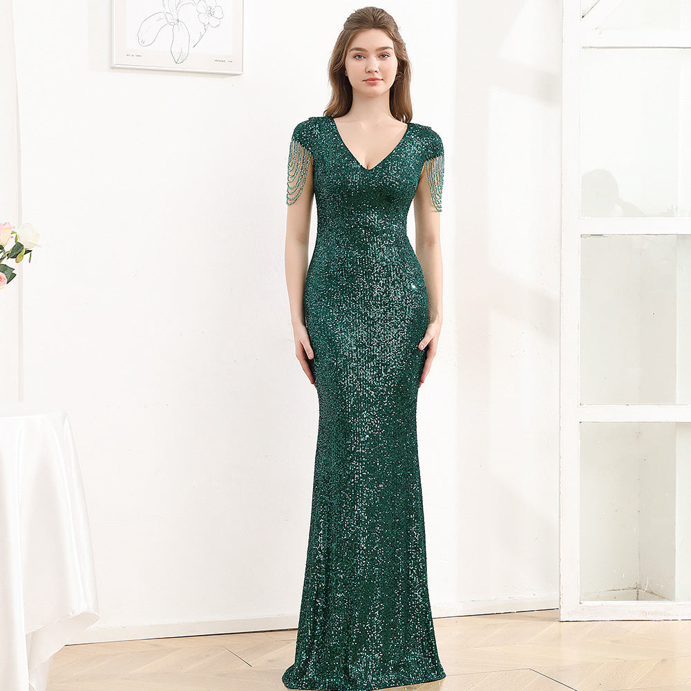 Dress Women Sequined Slim Fit Slimming Long