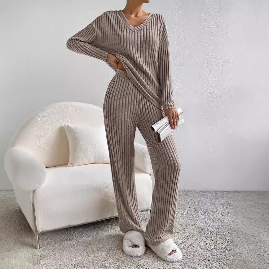 Set- 2 Piece Women's Straight-leg Pants Elegant Loose Suit