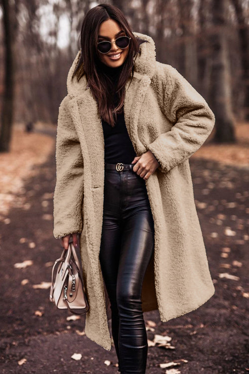 Autumn Winter Fashion Elegant Long Coat Jacket Female Teddy Coat Outwear Ladies