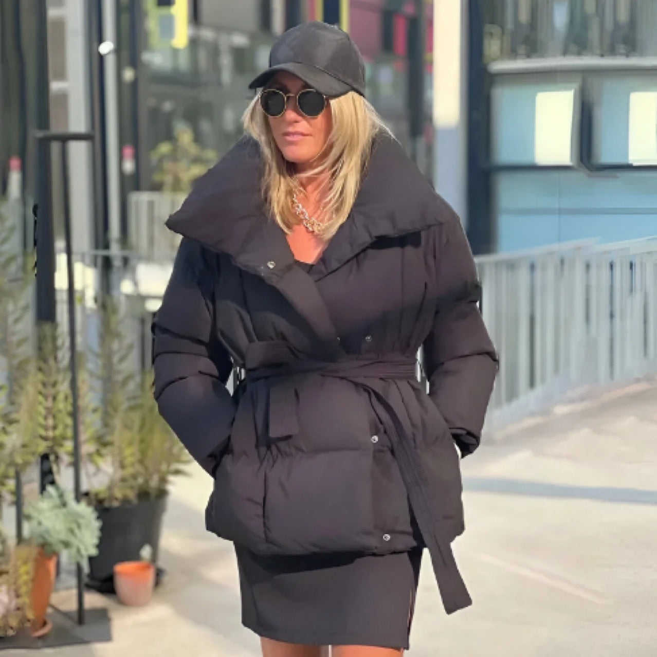 Winter Thickened Jacket Fashion Lapel Cotton Coat With Belt Warm Casual Top Outwear