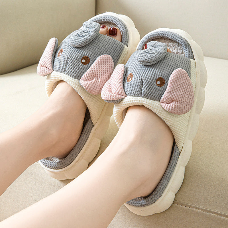 Slippers Couples Openings Open Toe Animal Linen