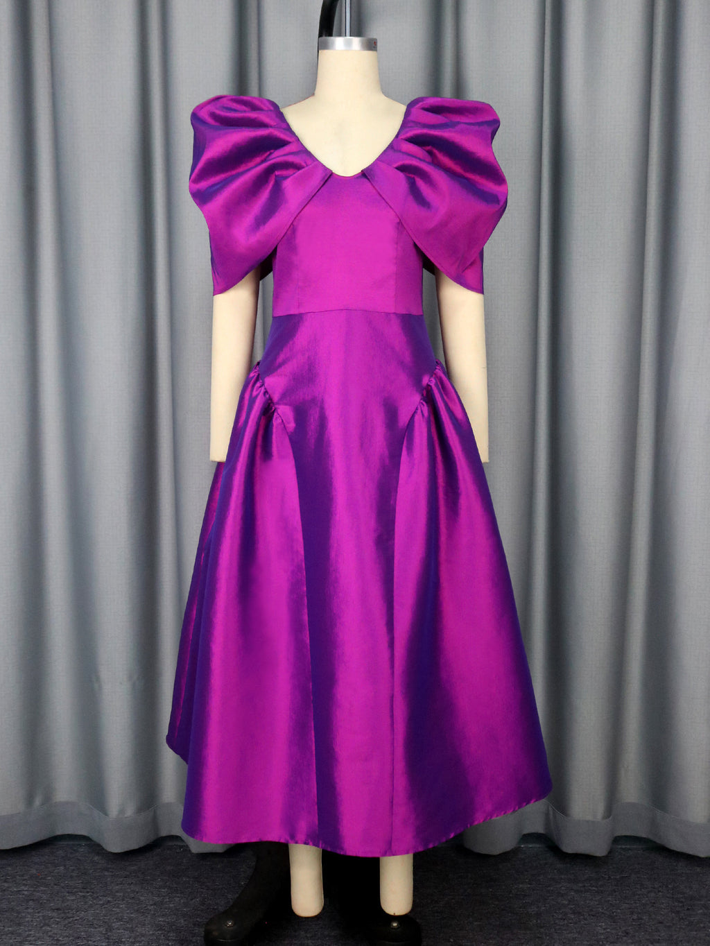Dress Puff Sleeve Evening Dress A Hem Pleated Banquet