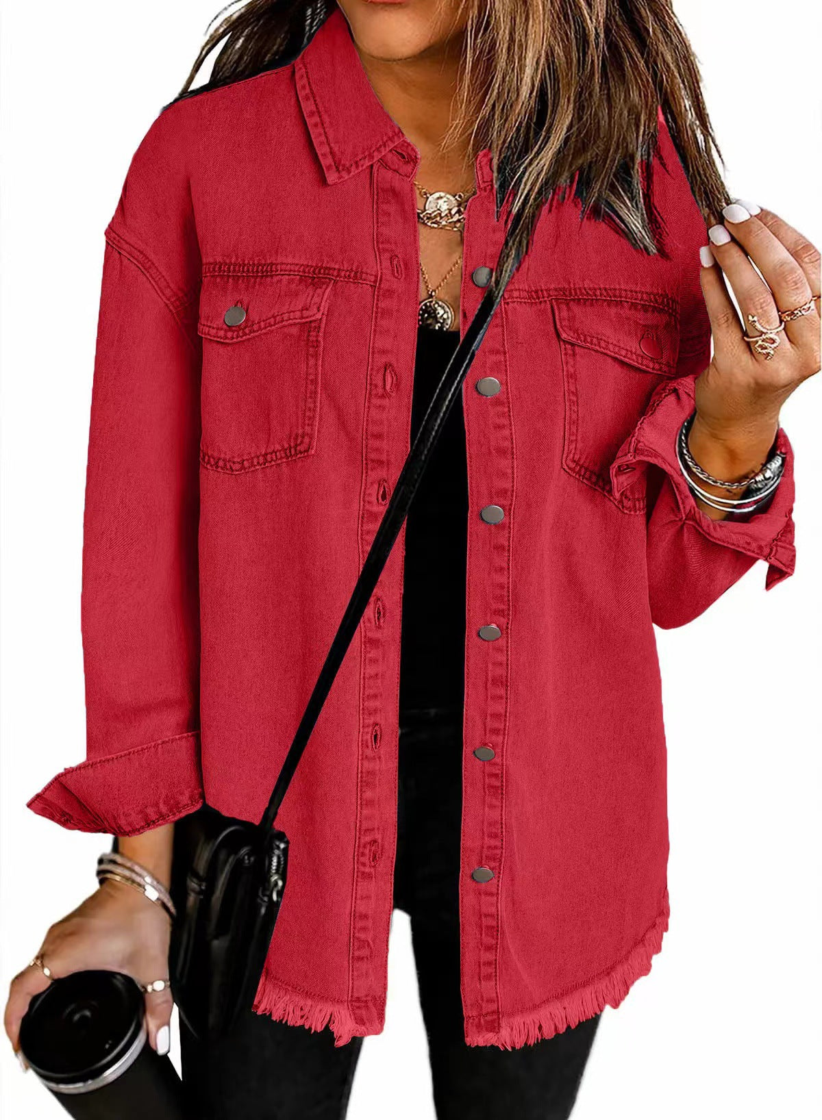 Washed Denim Shirt Jacket Women's