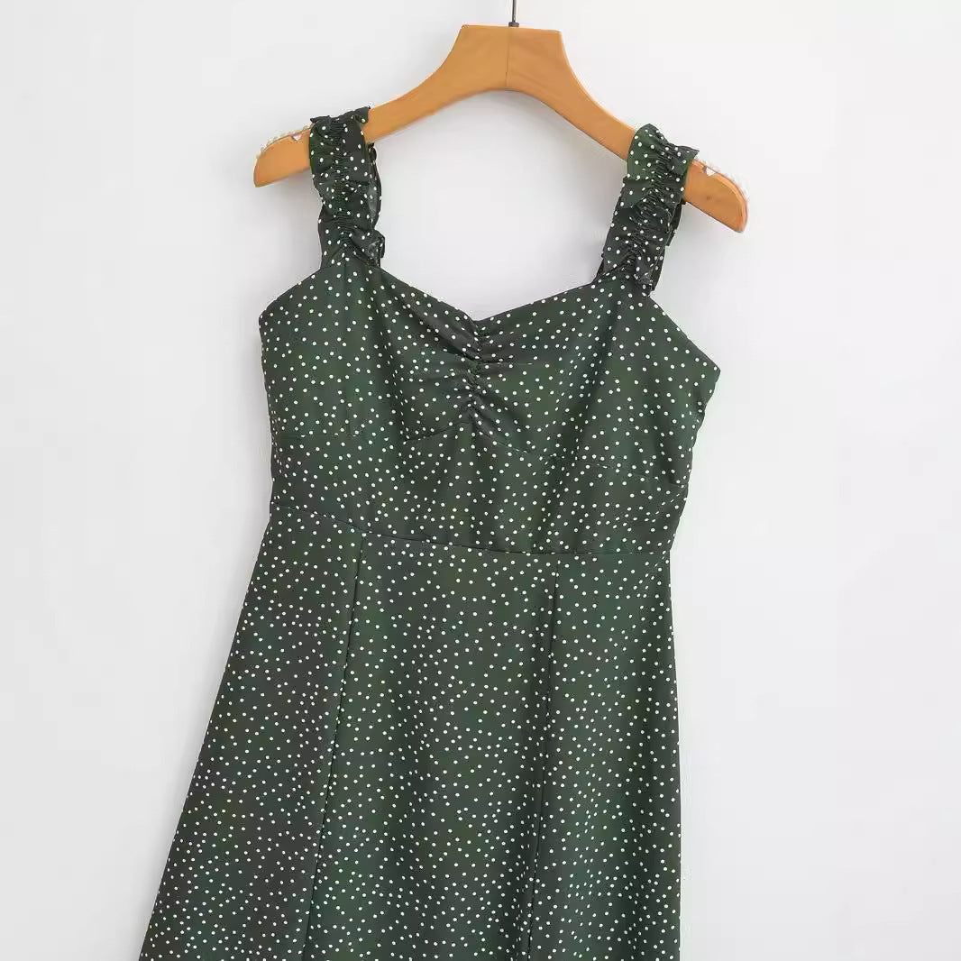 New Wave Print Spaghetti Strap Dress For Women