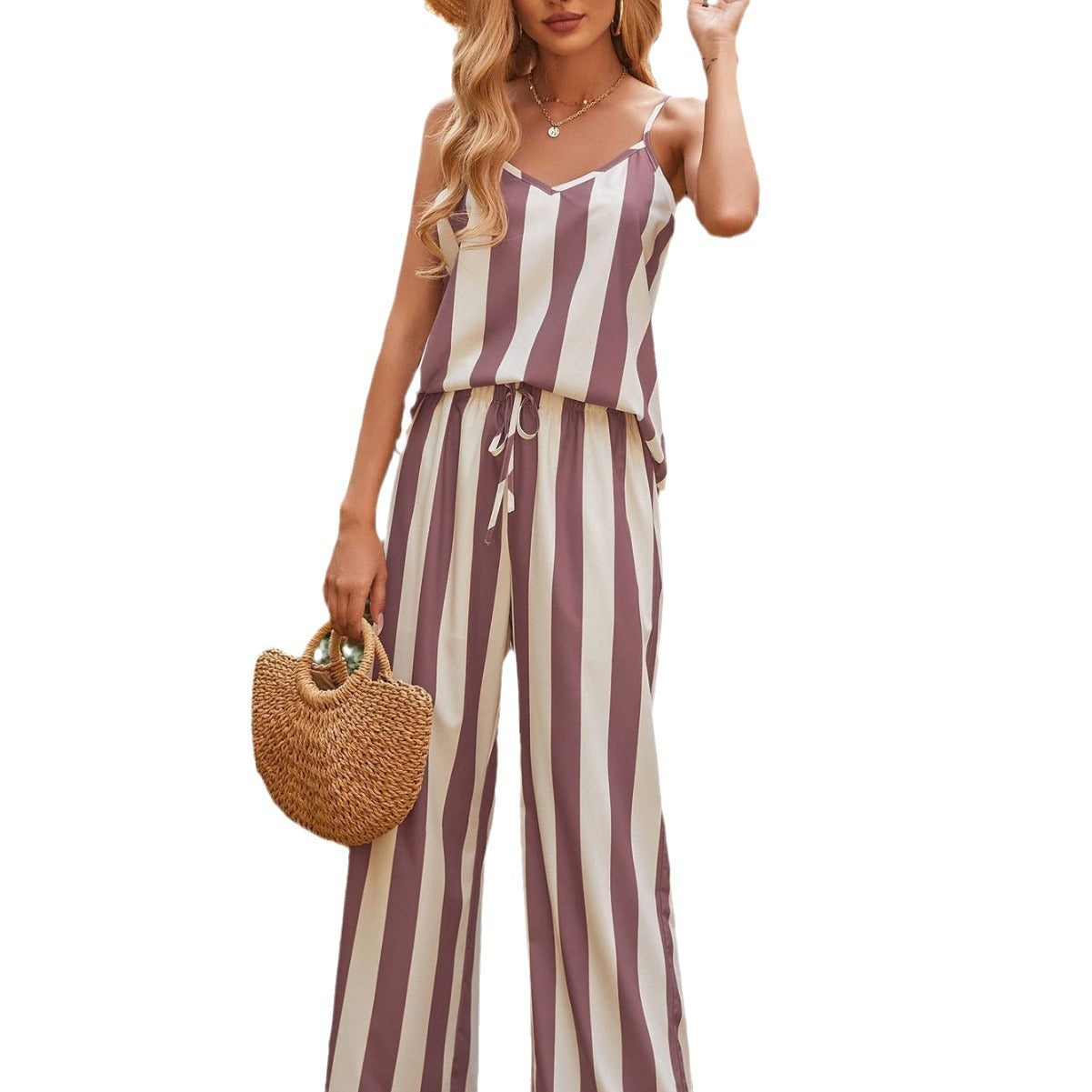 Women's Striped Tank 2-Piece Set Casual Pants