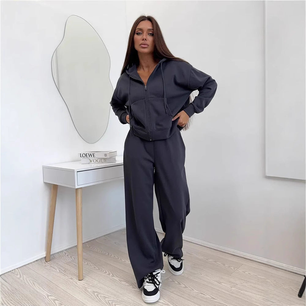 Hoodie Lace-up Trousers Two-piece Set