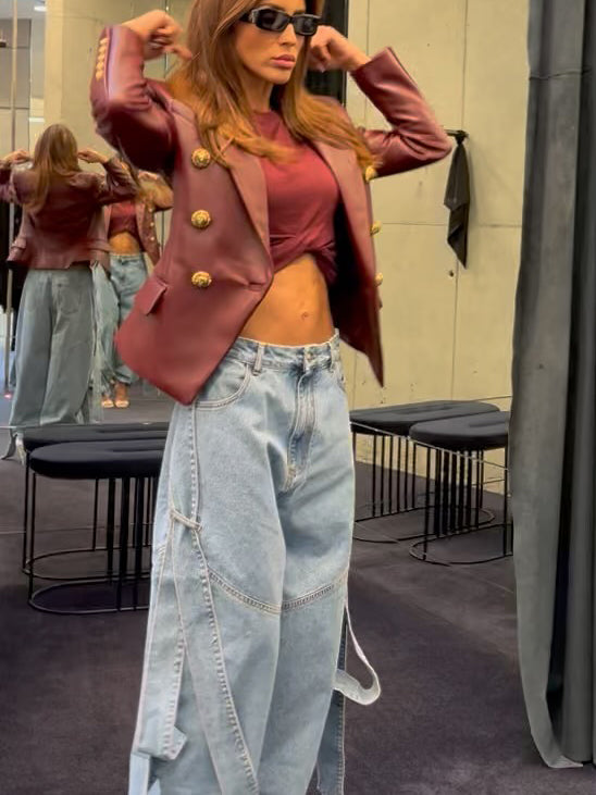 Pants Light Blue Denim Wide-Leg