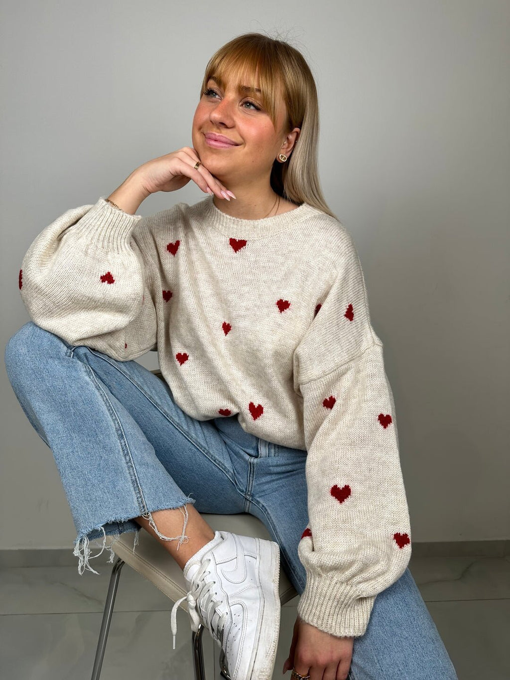 Casual Sweater Knitted Heart