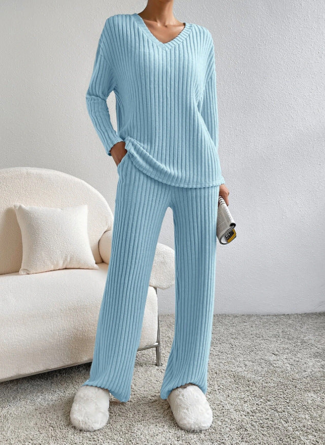 Set- 2 Piece Women's Straight-leg Pants Elegant Loose Suit