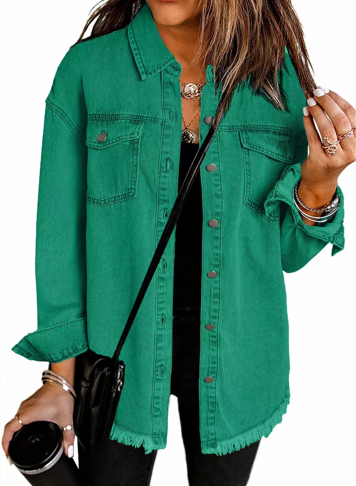 Washed Denim Shirt Jacket Women's