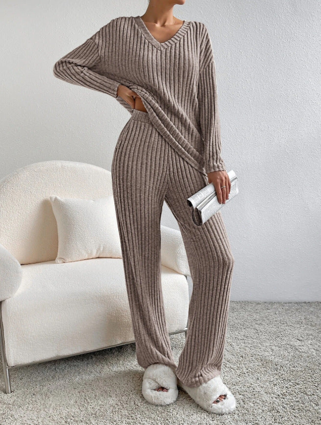 Set- 2 Piece Women's Straight-leg Pants Elegant Loose Suit
