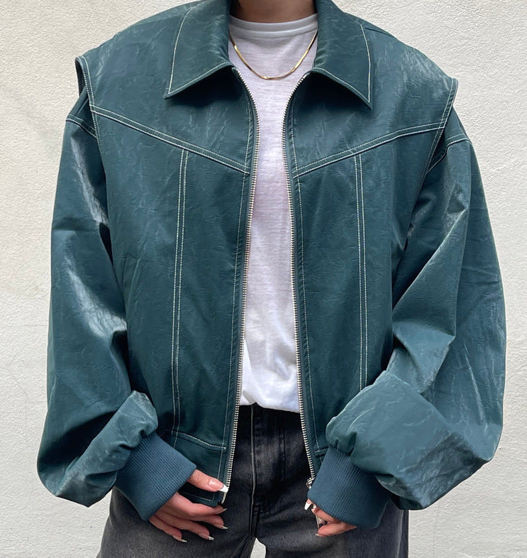 Jacket Cool Long Sleeve Zipper Closure Moto Biker Leather Jacket Womens Clothing