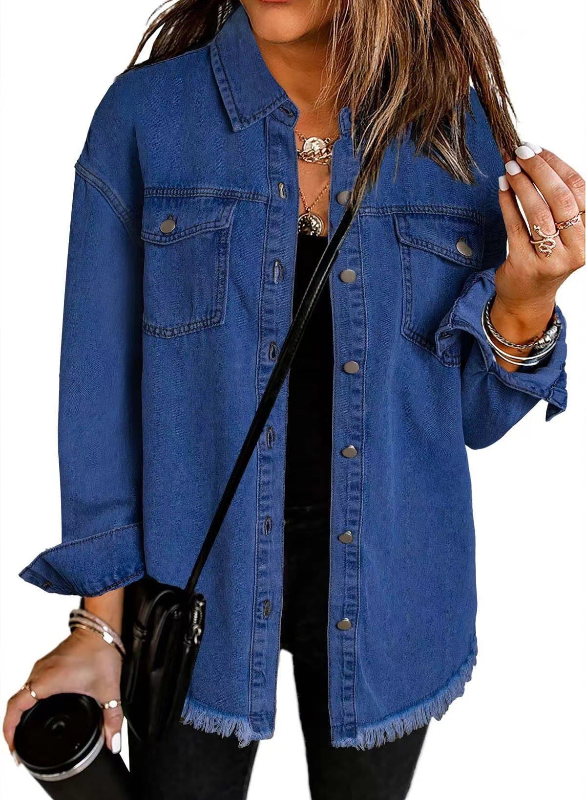 Washed Denim Shirt Jacket Women's
