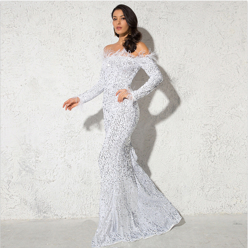 Dress Off-the-shoulder Fishtail Party Formal
