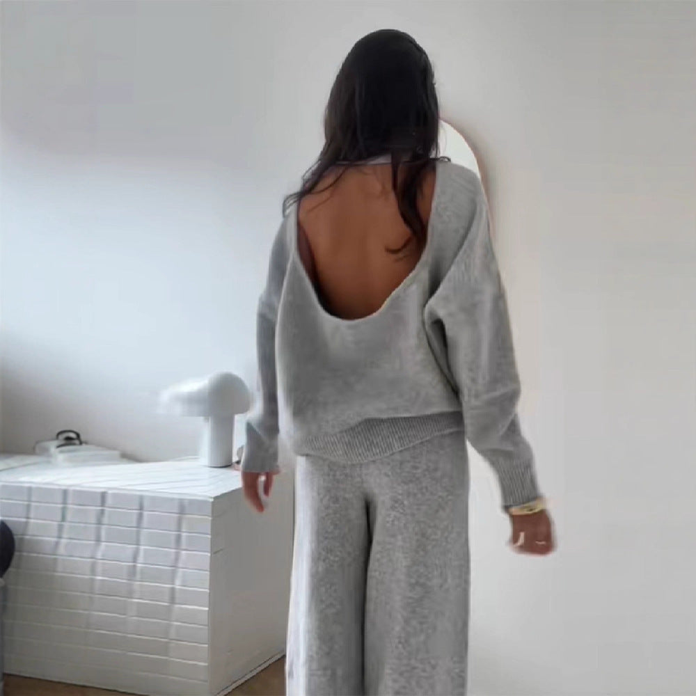 Set Pants Swearter For WomenRound-neck