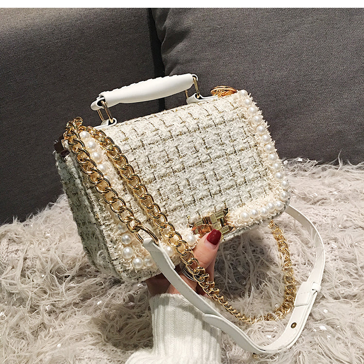 Chain bag pearl fashion small square bag