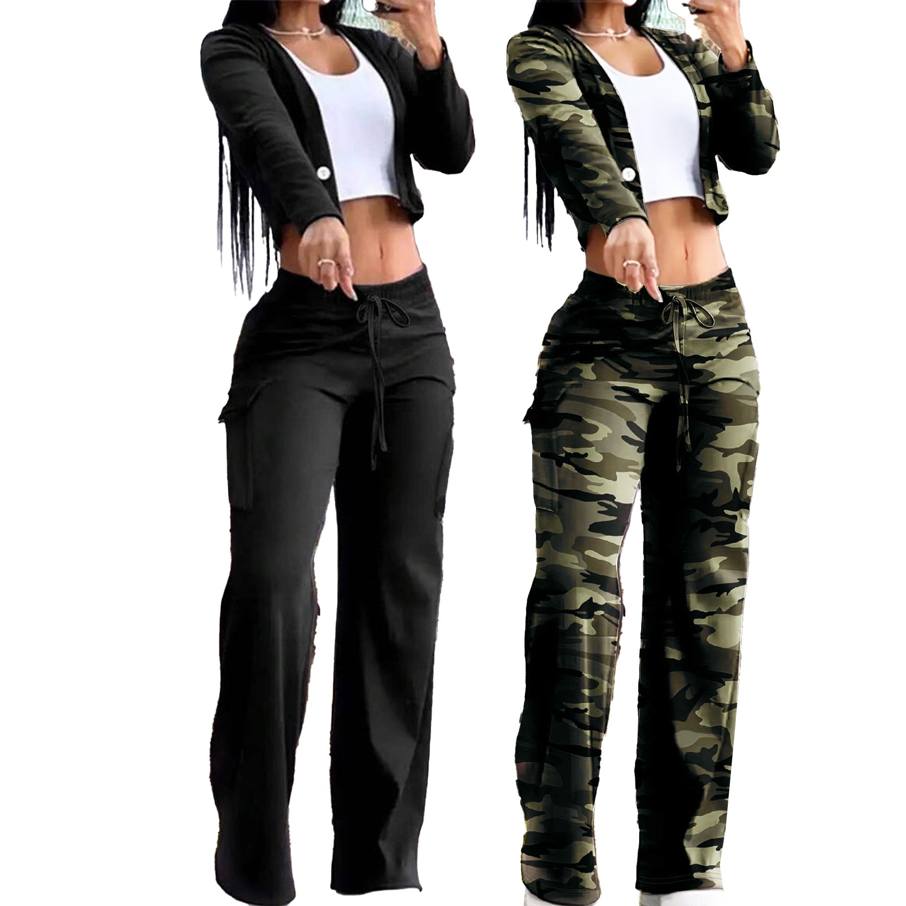 Set 2-Piece New Fashion Wide-leg Pants And Top Set