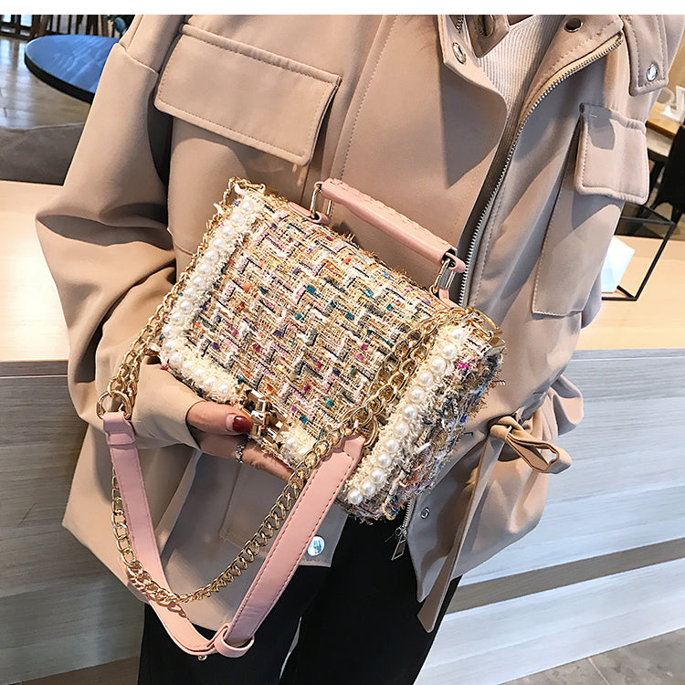 Chain bag pearl fashion small square bag