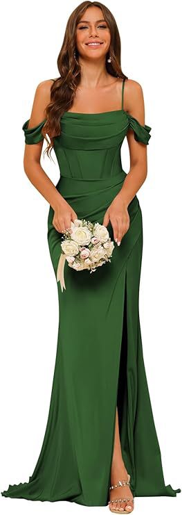 Dress Off-the-shoulder Satin Bridesmaid Corset Ball Gown