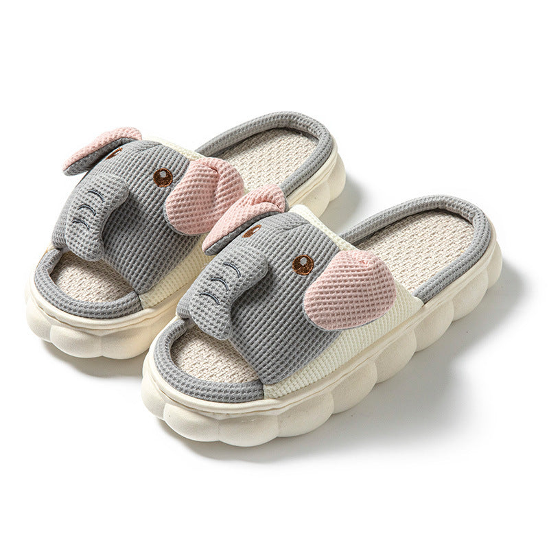 Slippers Couples Openings Open Toe Animal Linen