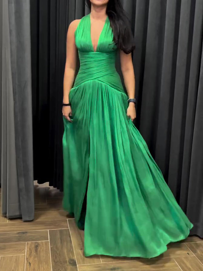 Emerald Green Plunging Neckline Gown