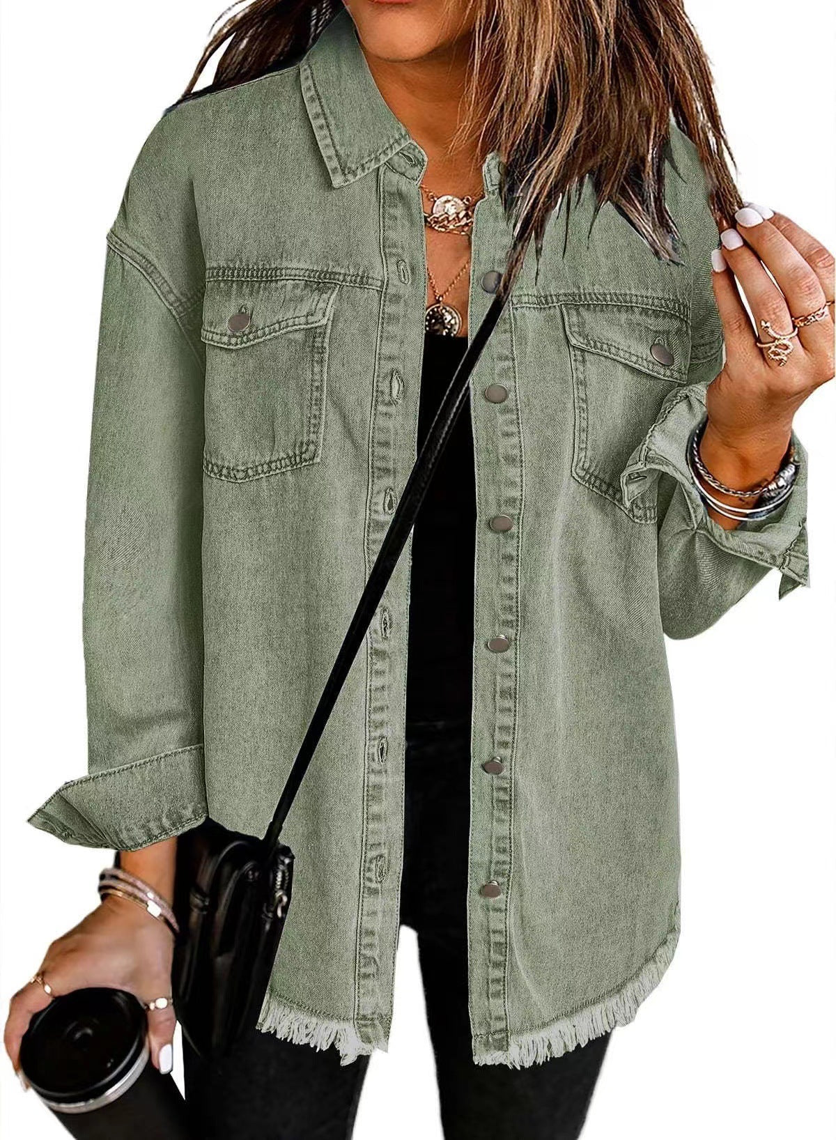 Washed Denim Shirt Jacket Women's
