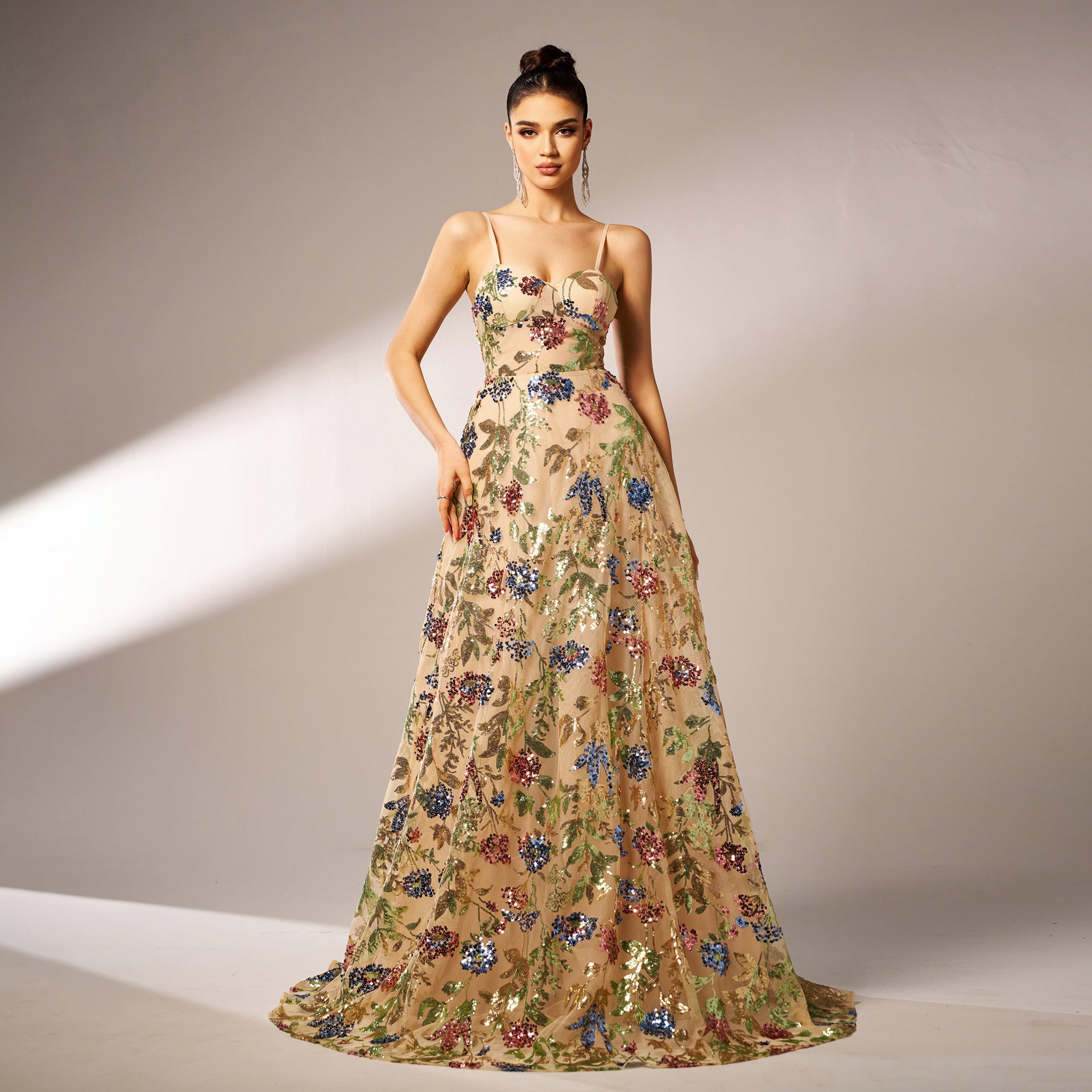 Dress Elegant Sleeveless Sequined Suspender Evening