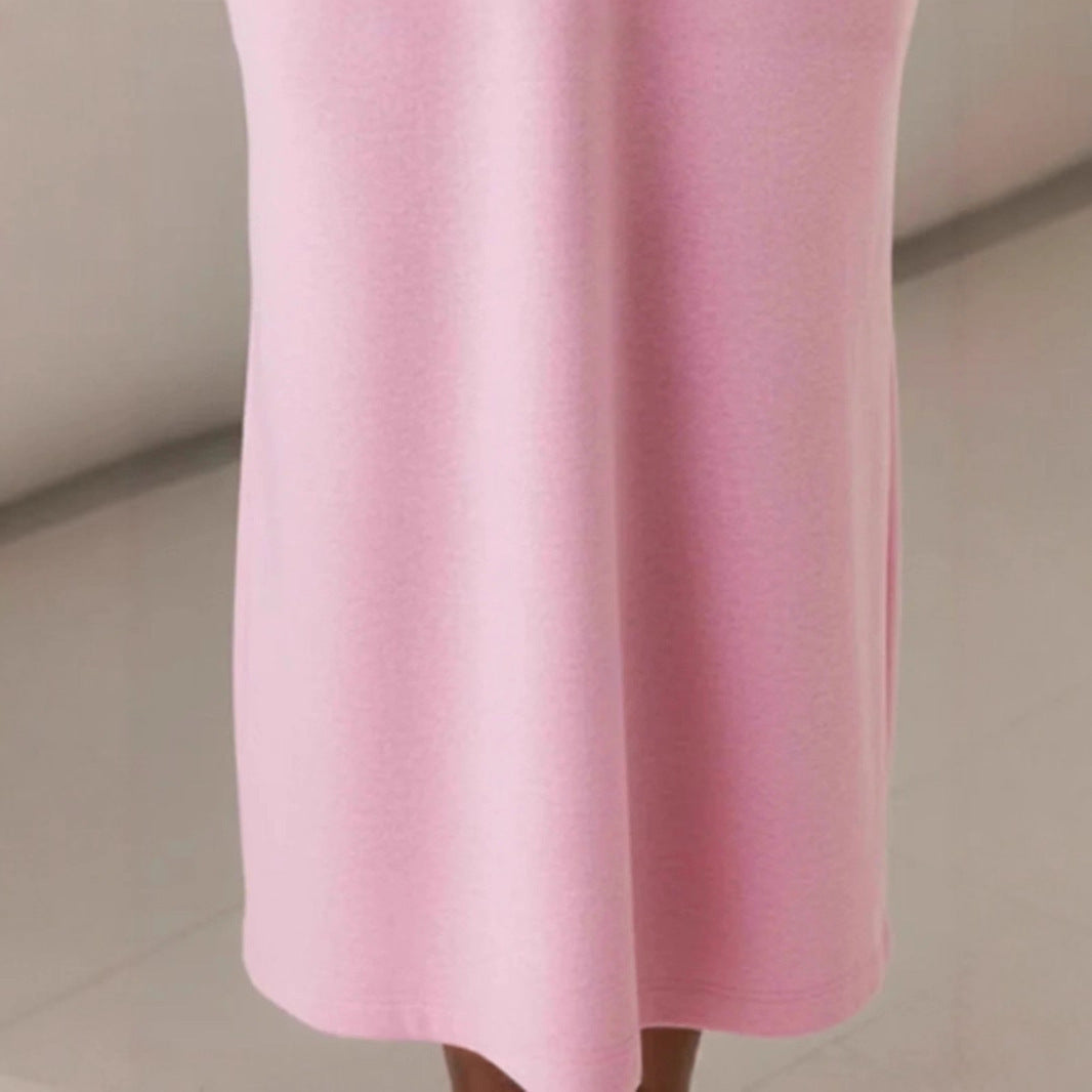 Women's Button Knit Hooded Sweatshirt Solid Color Casual Dress