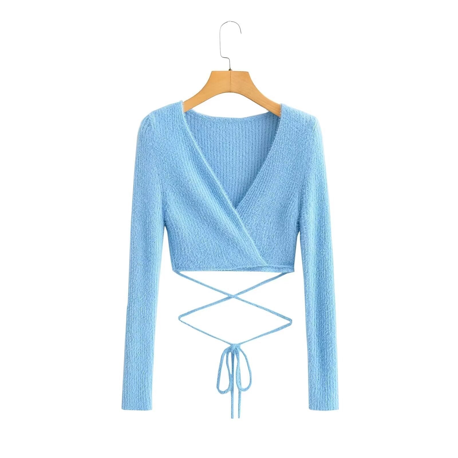 Women's Fashion Long Sleeve Knit Top With Thin Straps
