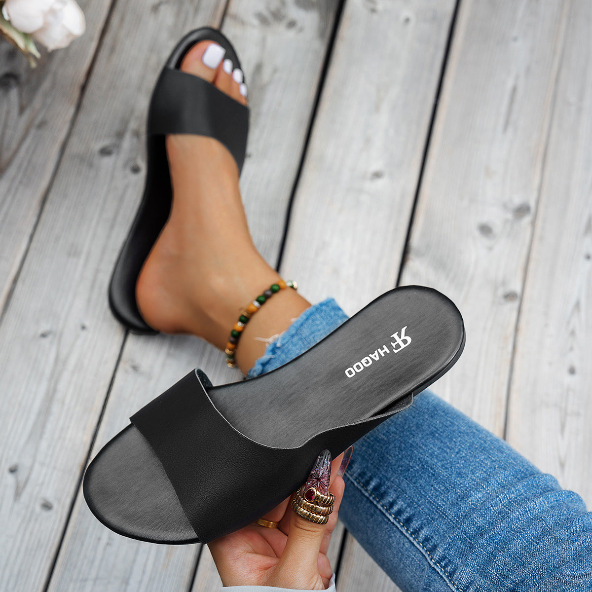 Sandals Fashion Fish Mouth Flat Slides Slippers Summer Seaside Vacation Beach