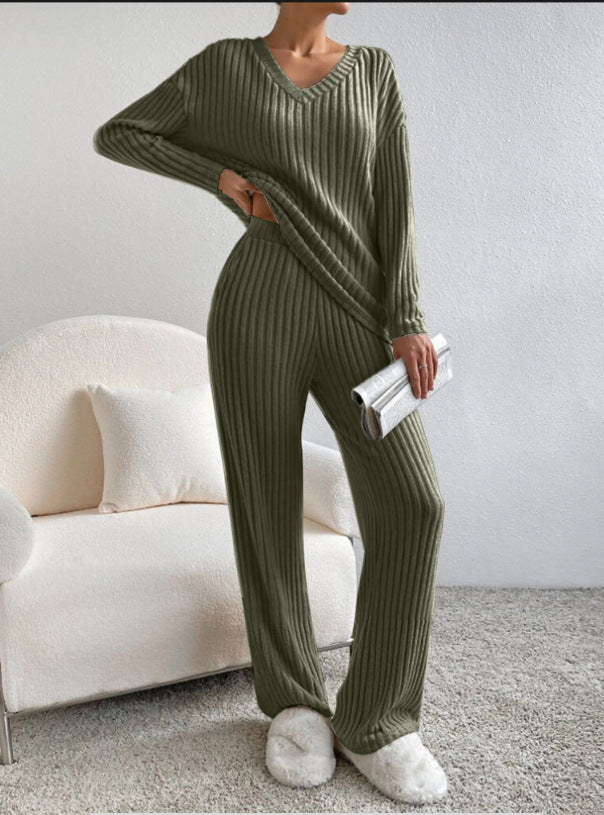 Set- 2 Piece Women's Straight-leg Pants Elegant Loose Suit