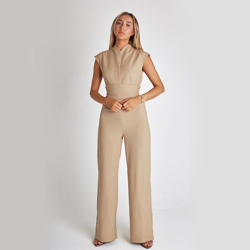 Fashion Elegant Long Sleeveless Jumpsuit Casual Wide Leg Long Overalls Clothing For Women