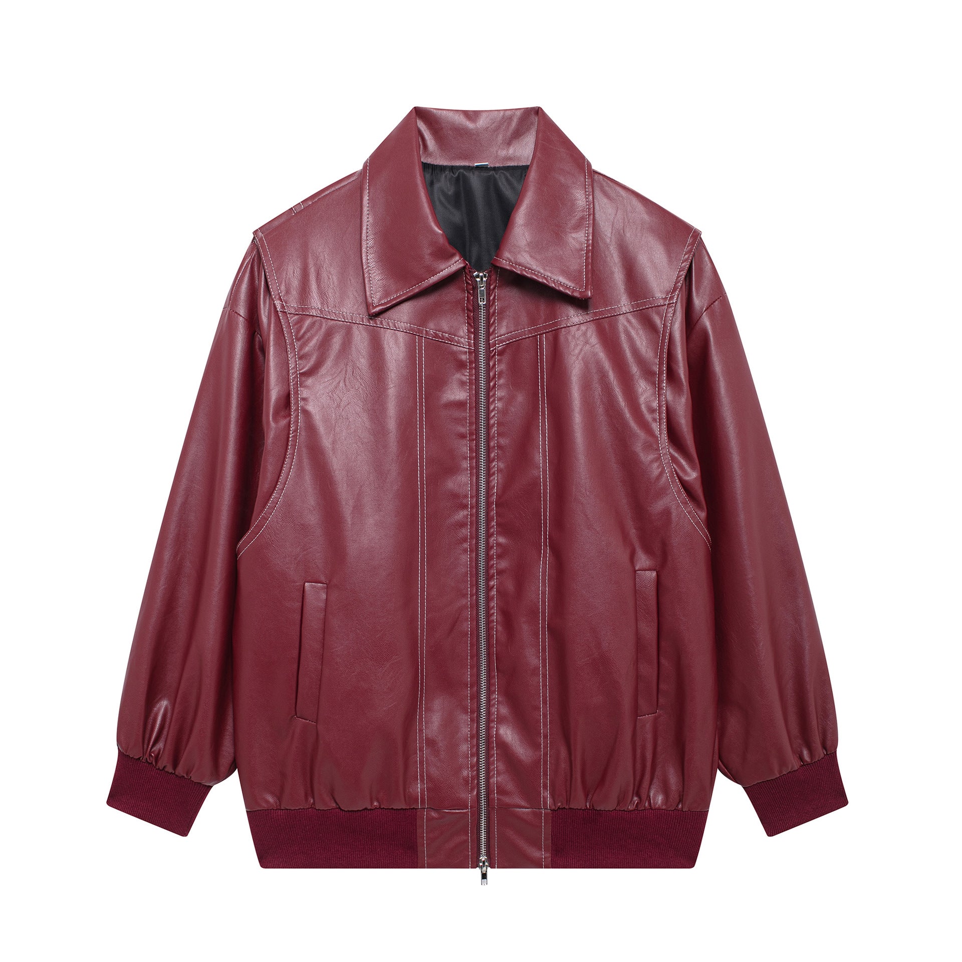 Jacket Cool Long Sleeve Zipper Closure Moto Biker Leather Jacket Womens Clothing