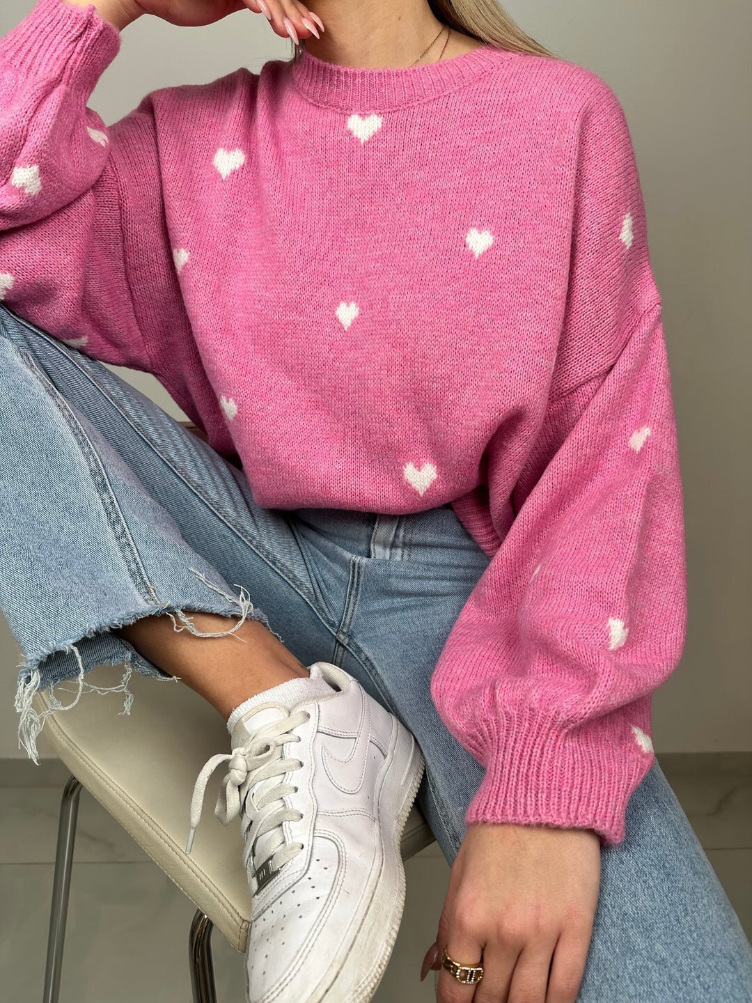 Casual Sweater Knitted Heart