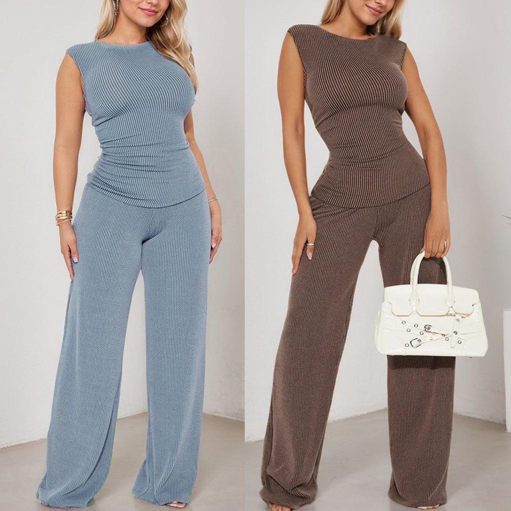Set 2-Piece Fashion Waist-cinching Sleeveless Straight Silhouette