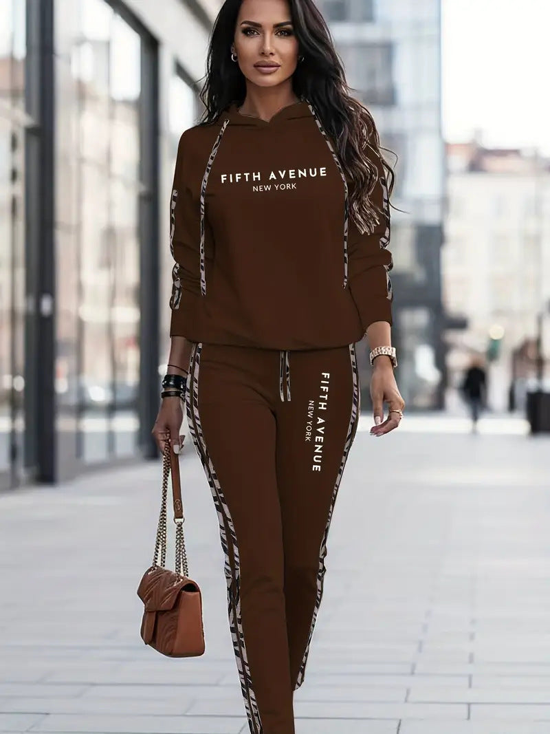 Set 2-Piece Women's Autumn And Winter Sweatsuit Casual Fashion Sporty