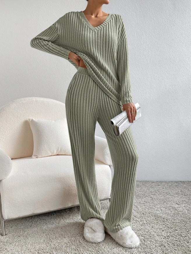 Set- 2 Piece Women's Straight-leg Pants Elegant Loose Suit