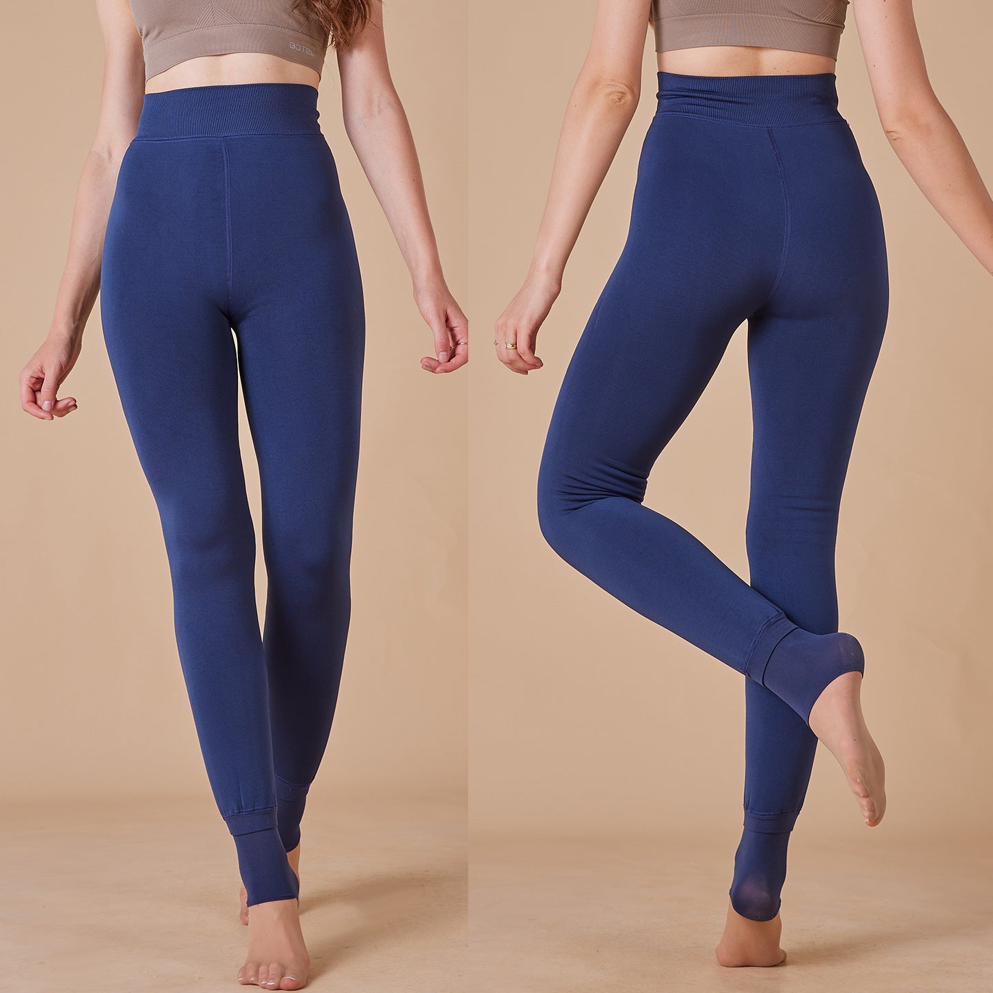 Leggings Outer Wear Solid Color With Fur Thick
