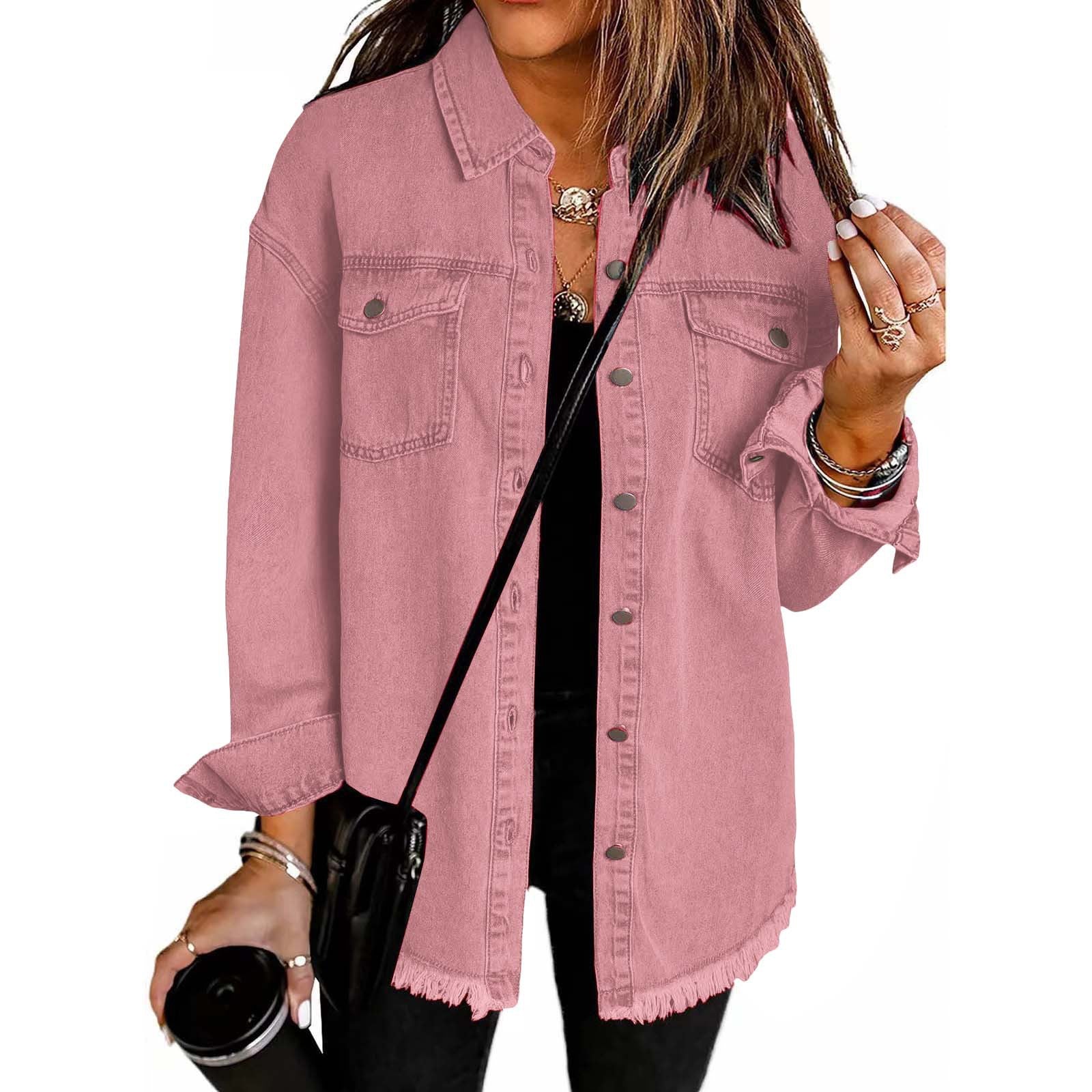 Washed Denim Shirt Jacket Women's