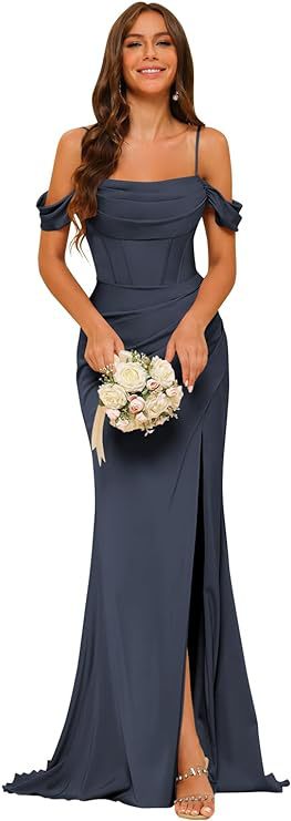 Dress Off-the-shoulder Satin Bridesmaid Corset Ball Gown