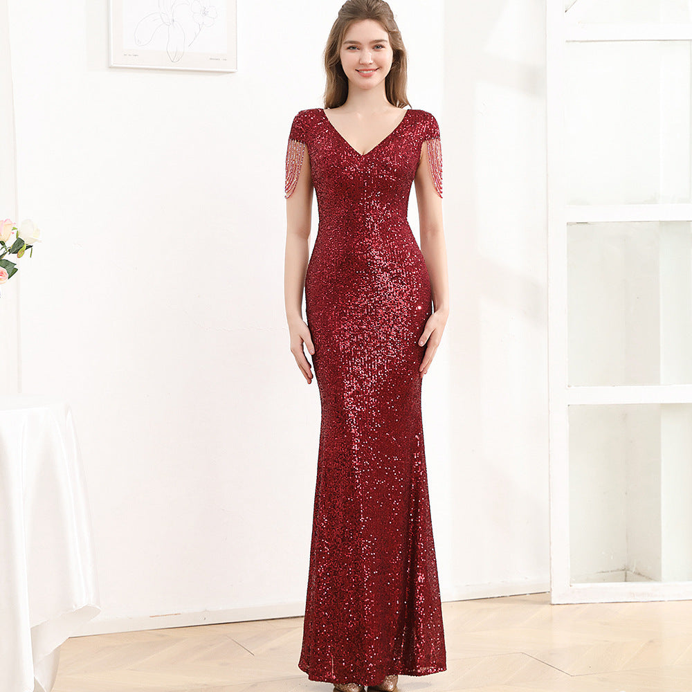 Dress Women Sequined Slim Fit Slimming Long