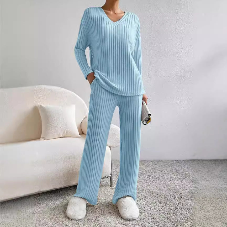 Set- 2 Piece Women's Straight-leg Pants Elegant Loose Suit